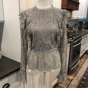 Storia Enlightened Lace Ruffle Top Womens M Fairy Floral Romantic Coastal Shabby